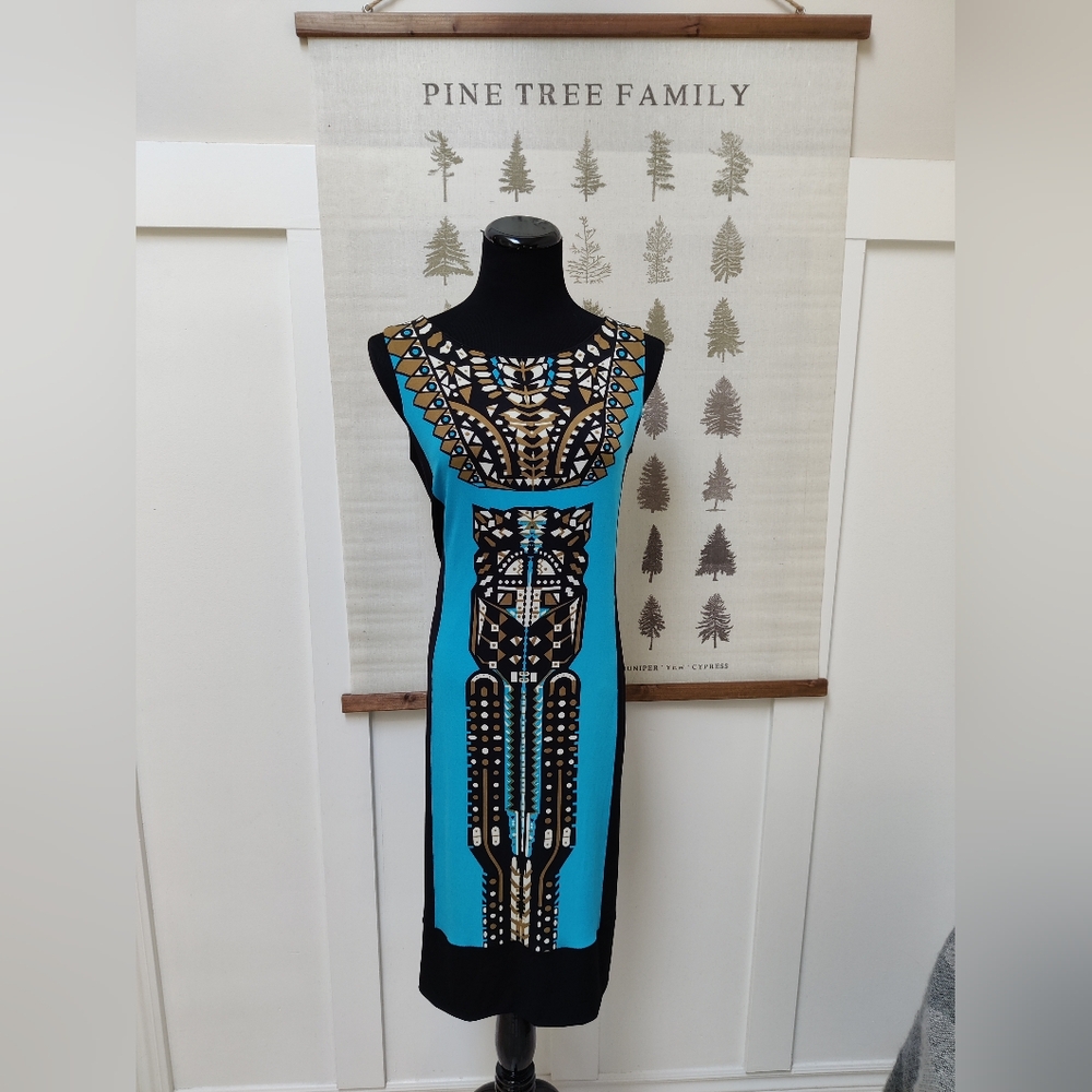 Melanie Lyne Geometric Tribal Bodycon Dress – Size M